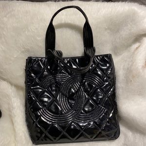 Authentic Vintage Chanel Black Patent Logo